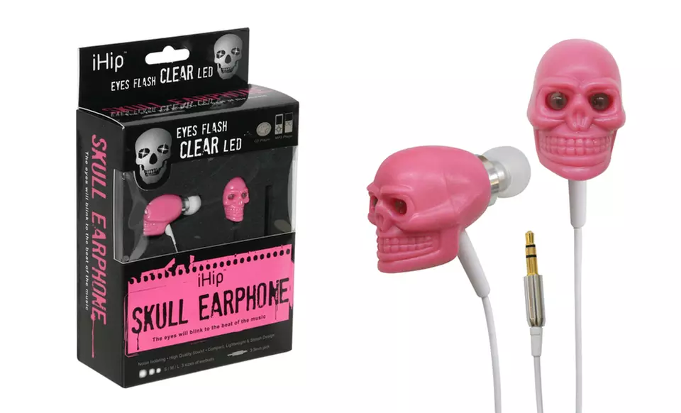 iHip Light-Up Skull-Shaped Earbuds. Free Returns. - Primary Image