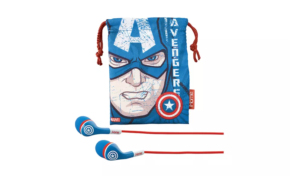 iHome Captain America or Iron Man Noise-Isolating Earphones and Travel Pouch. Free Returns. - Second Medium