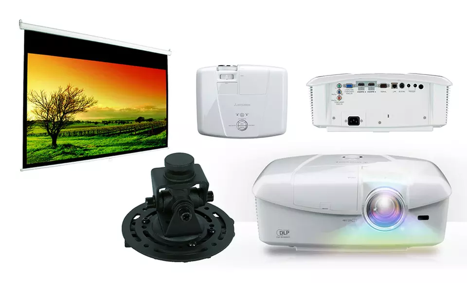 Mitsubishi 1080p 3D DLP Home-Theater Projector with Optional 106" Screen and Projector Mount. Free Returns. - Second Medium