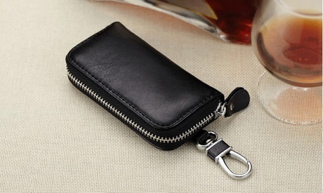 Porte-clés en cuir avec dispositif anti-perte en option