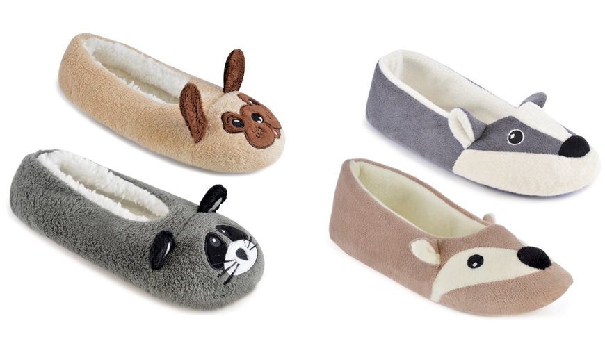 Image 1: Animal Ballet-Style Slippers