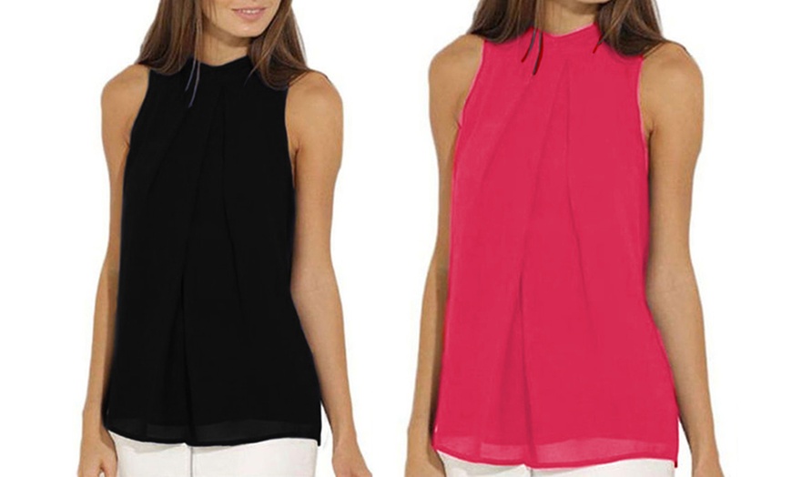 Image 8: Sleeveless Chiffon Blouse