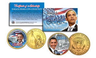 Barack Obama Presidential Colorized Gold-Plated (2-Coin Set)