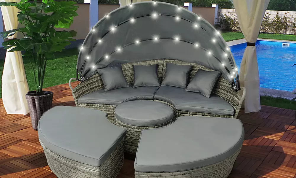 Swing & Harmonie Sonneninsel inkl. Regenschutz und LED-Lichtern in Größe und Farbe nach Wahl - Primary Image