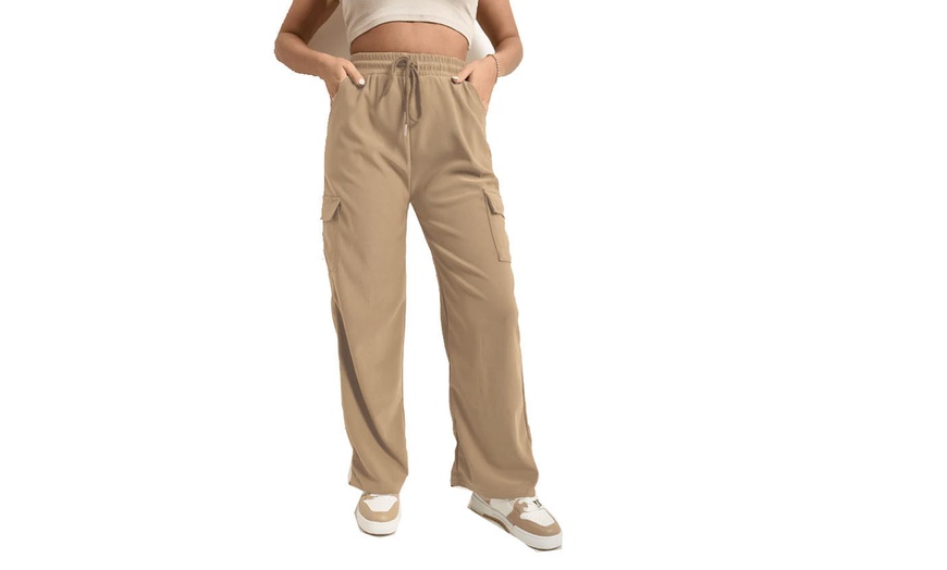 Image 13:  Women's Wide Leg Cargo Pocket Combat Trousers