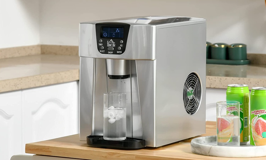 Image 2: HomCom Ice Maker Machine and Water Dispenser