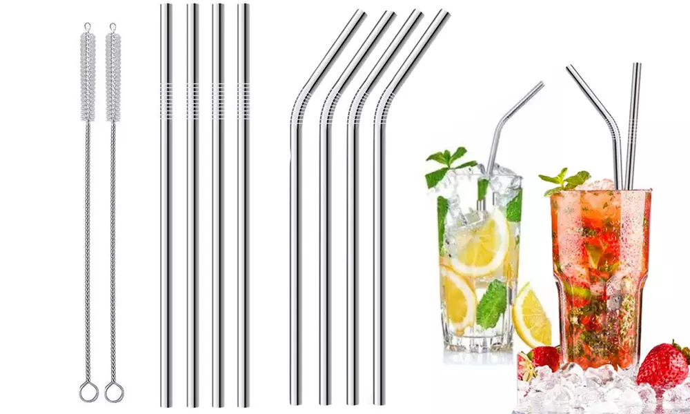 4 ou 8 pailles en acier inoxydable - Primary Image