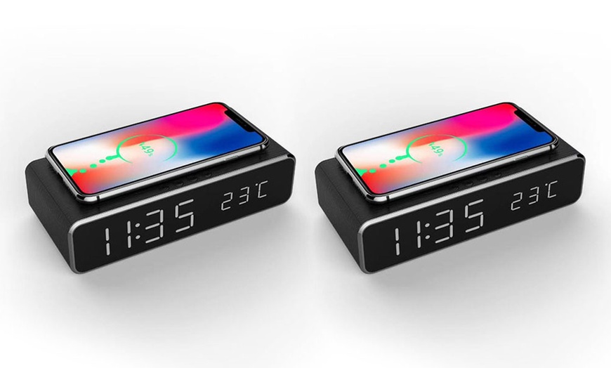 Image 8: One or Two LED Alarm Clocks with Wireless Charger