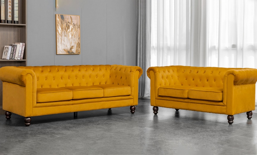 Image 7: Chesterfield Velvet Sofa Sets