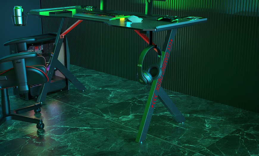 Image 2: Neo Gaming Desk with LED Lights