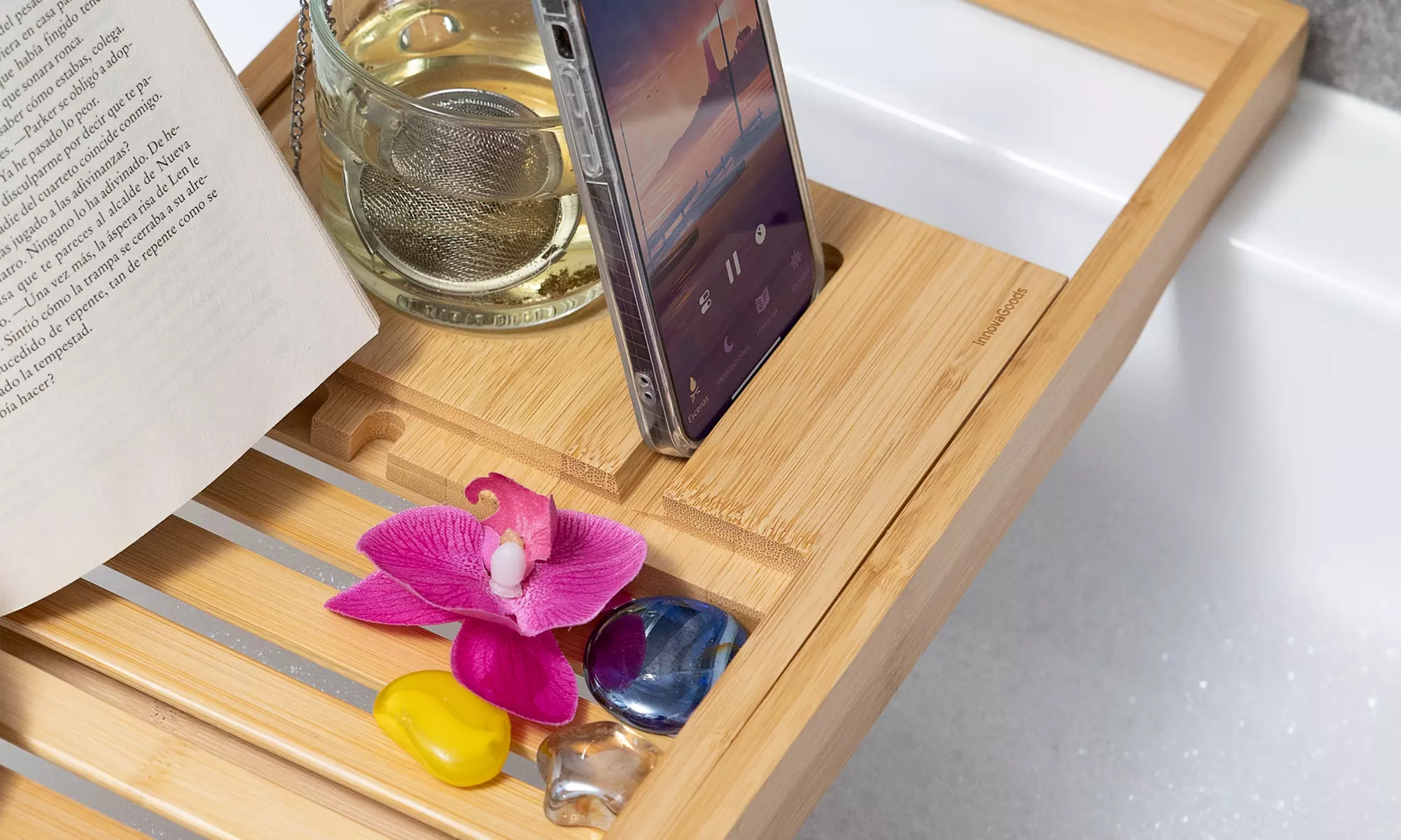 Innovagoods ausziehbare Bambus-Badewannenablage