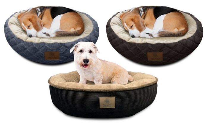 AKC Corduroy or Diamond Fur Round Pet Bed | Groupon