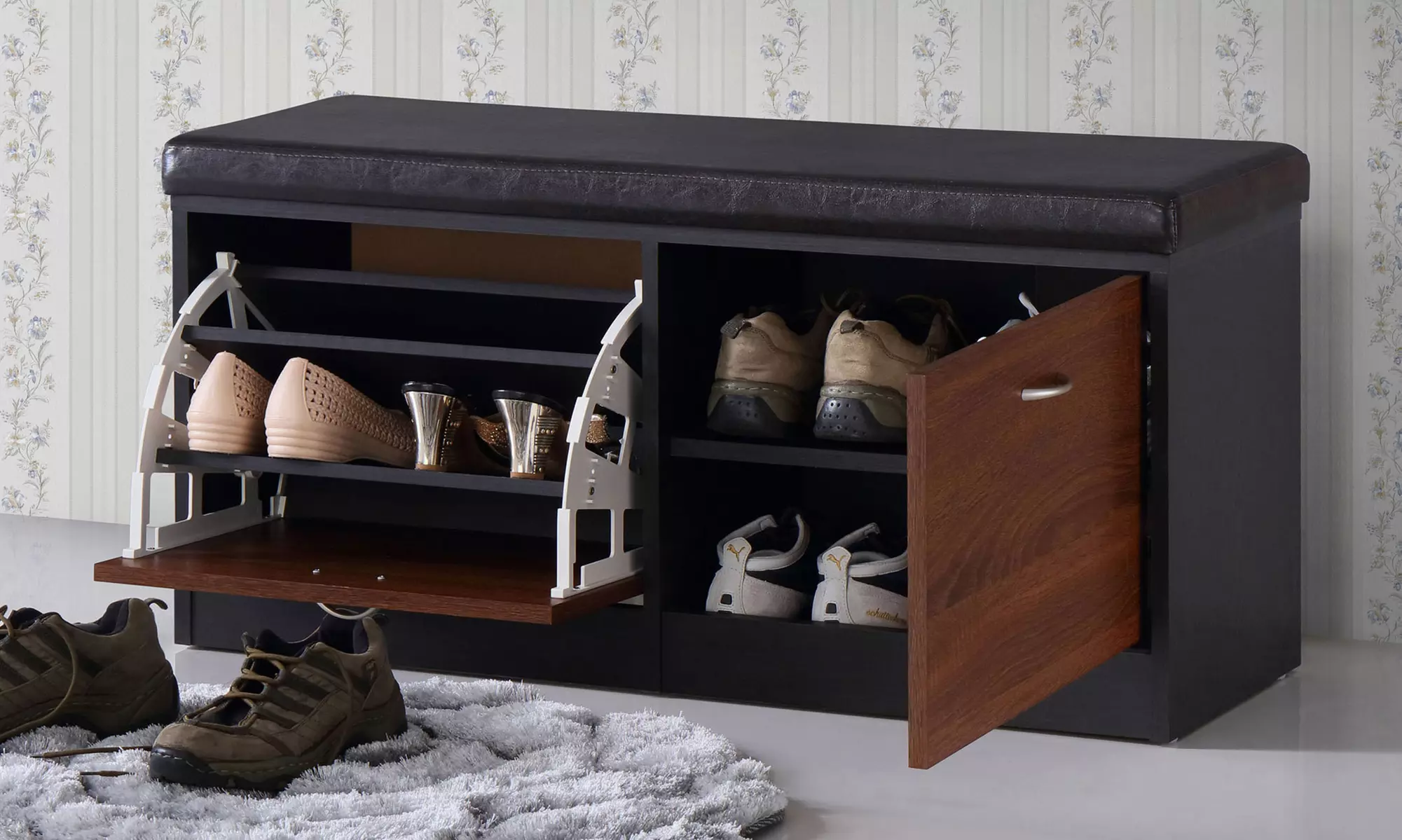Clevedon Contemporary Shoe Storage Bench - Primary Image