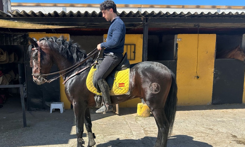 Clases de iniciación a la equitación con casco, para niños y adultos