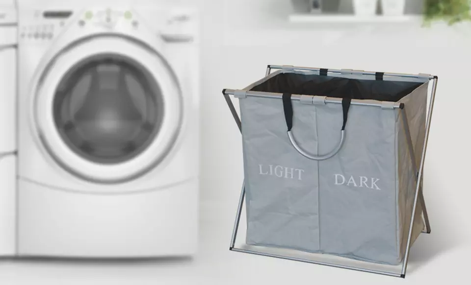 Foldable Double Hamper with Handle. Free Returns. - Primary Image