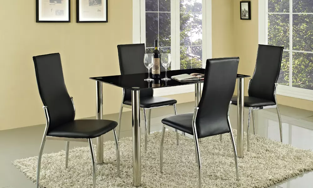 Rome Glass Dining Table Set with Four or Six Chairs from £124.98 With Free Delivery (Up to 54% Off) - Primary Image