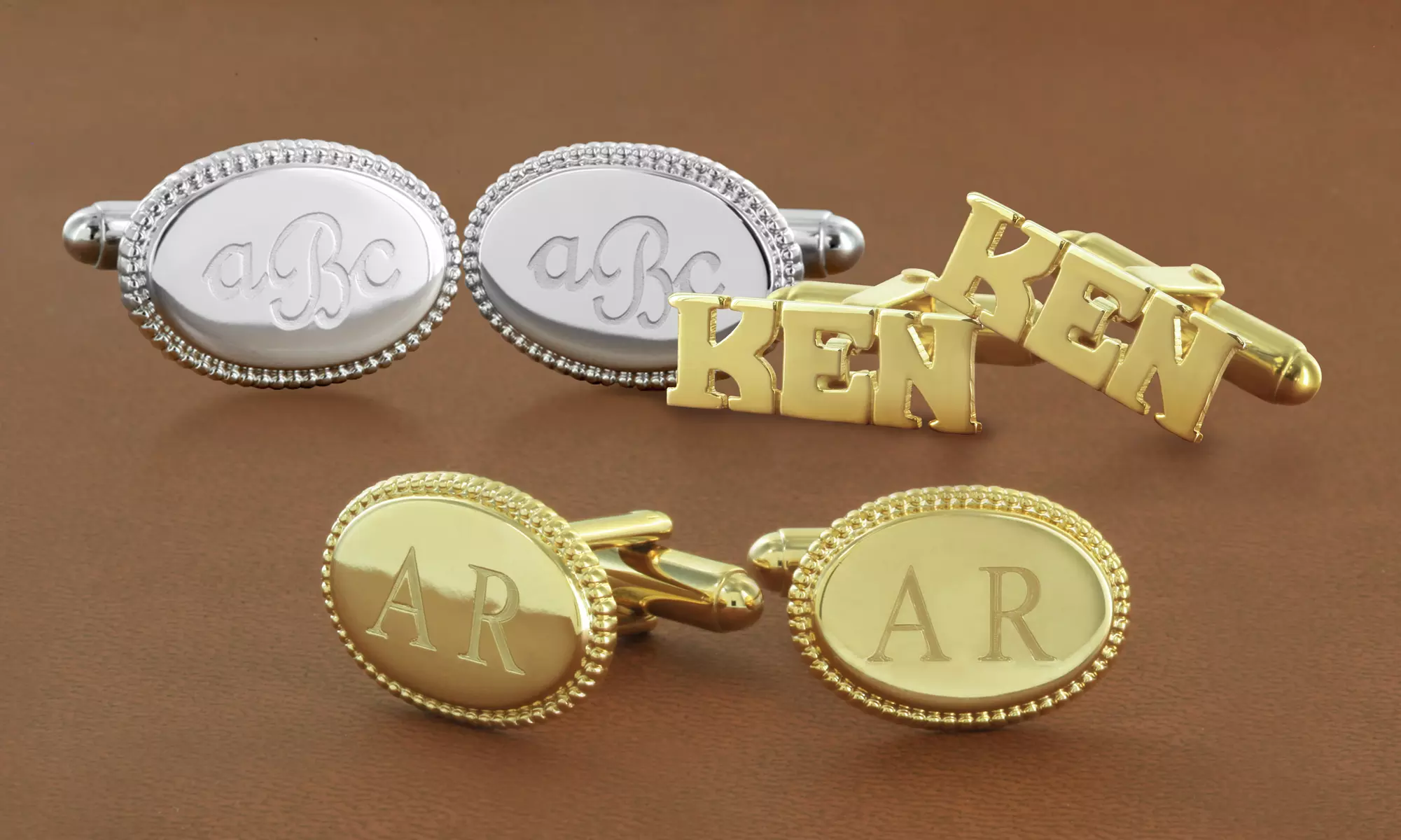 Monogram Online Personalized Cuff Links. Multiple Styles Available from $29—$39. - Primary Image