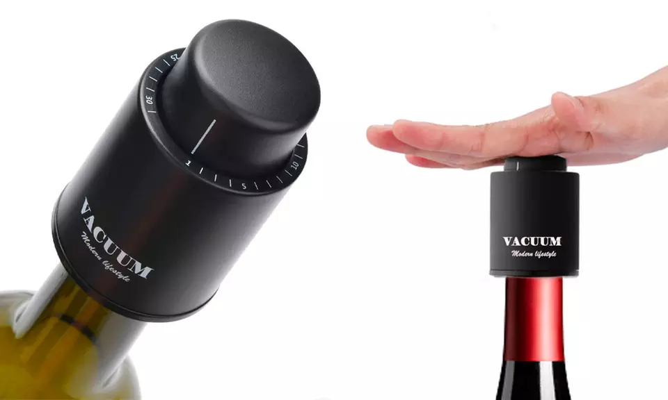 Fino a 4 tappi per bottiglia di vino per ottenere il sottovuoto realizzato in plastica alimentare - Primary Image