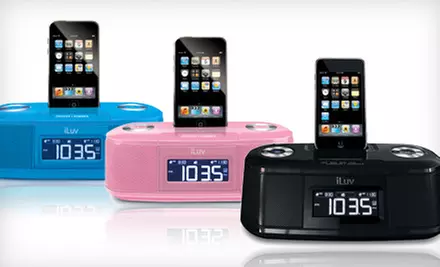 $25 for an iLuv Dual-Alarm Clock with iPod Dock and Bed Shaker in Black, Blue, or Pink ($59.99 List Price) - Primary Image
