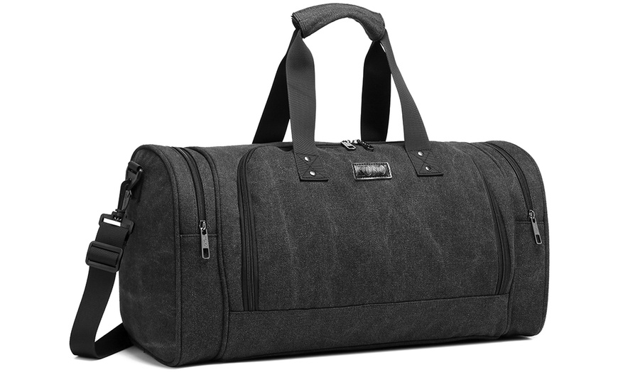 Image 1: Canvas Barrel Duffle Bag