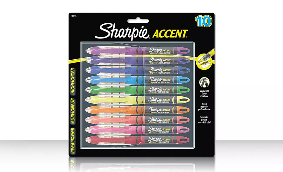 10-Pack of Multicolor Sharpie Liquid Highlighters with Chisel Tips. Free Returns. - Primary Image