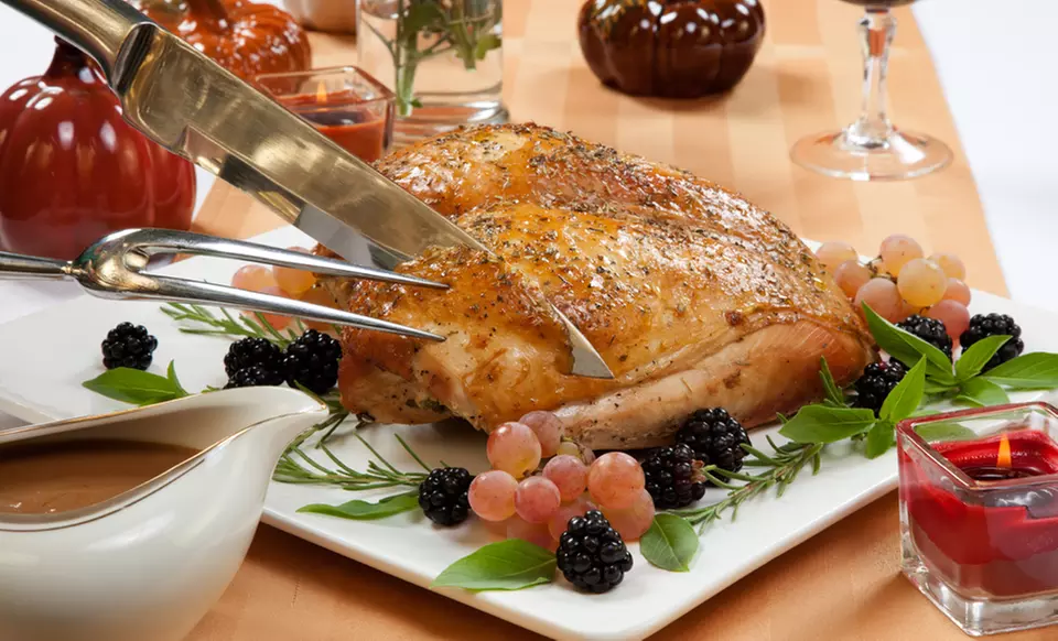 Gourmet Thanksgiving Turkey Meal Bundles from Homeland Steaks. Multiple Meals from $69.99–$119.99. Free Shipping. - Second Medium