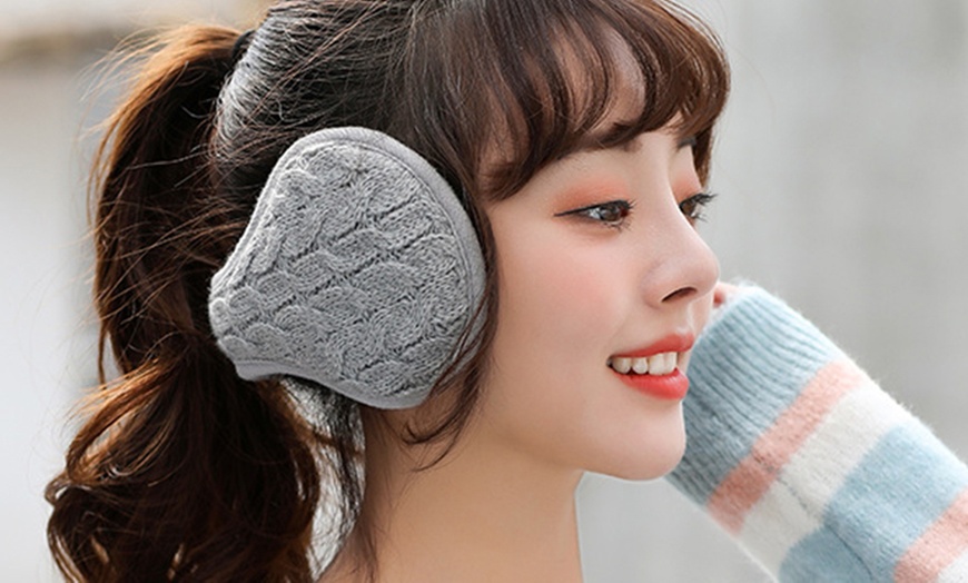 Image 4: Unisex Fleeced Knitted Earmuffs