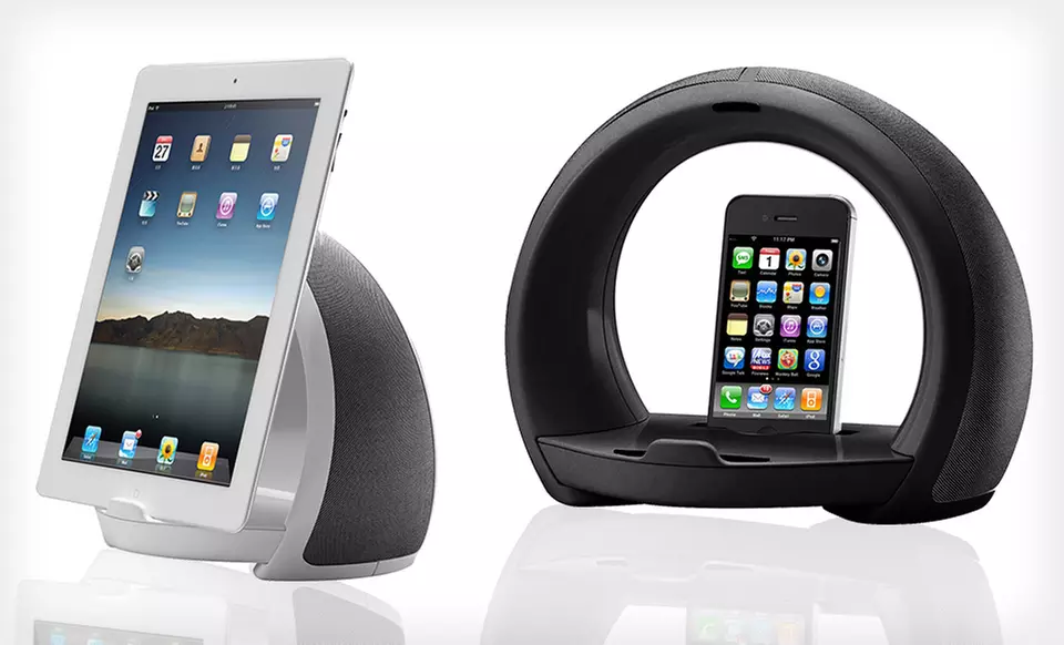 $19 for an Arc Speaker Dock and Tablet Stand in Black or White ($49.99 List Price). Free Shipping and Free Returns. - Primary Image