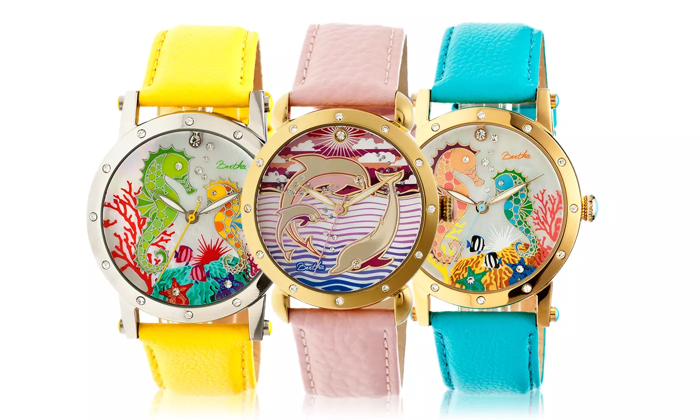 Bertha Estella and Morgan Women's Stainless Steel and Leather Watches - Primary Image