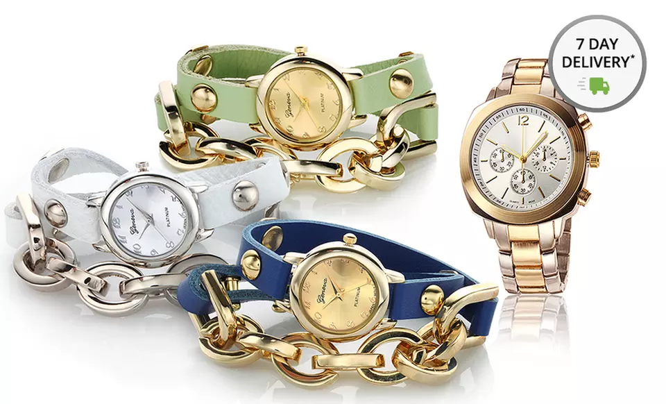 Geneva Platinum Women's Watches. Boyfriend and Romance Wrap Styles Available from $24.99–$29.99. Free Returns. - Primary Image