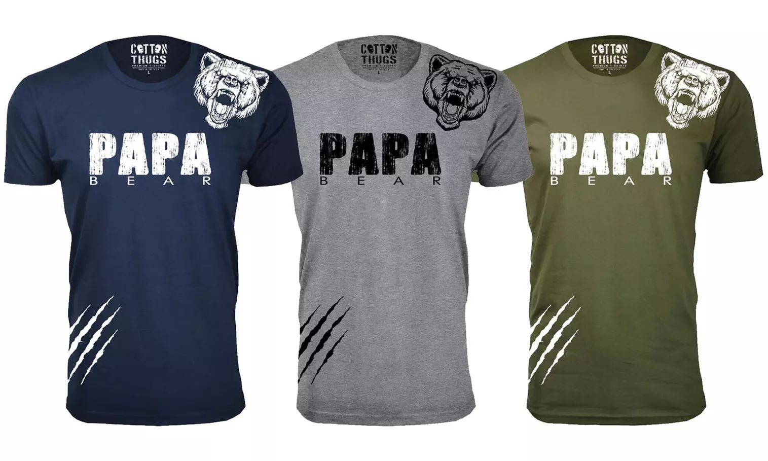 Men's Father's Day Papa Bear Shoulder Growl T-Shirts. Plus Sizes Available. - Primary Image