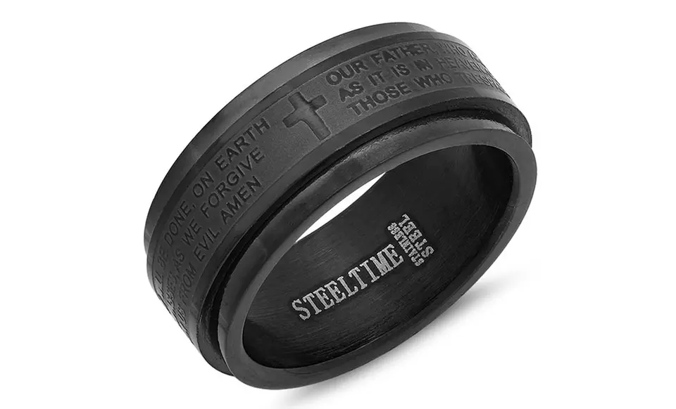Stainless Steel Lord's Prayer Ring - Second Medium