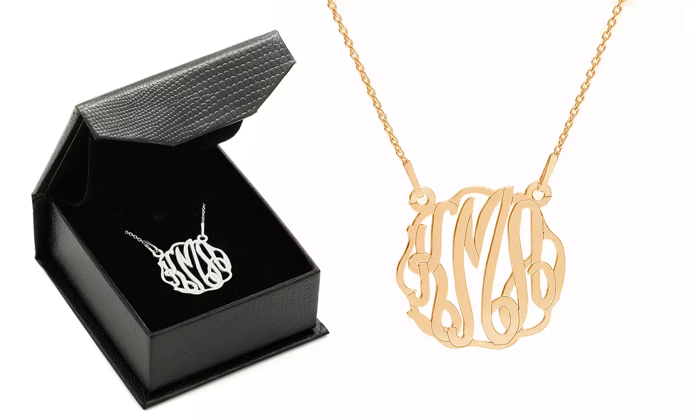 Custom Monogram Pendant in Rhodium or 24K Gold Plating over Solid Sterling Silver from Silvex Design - Primary Image