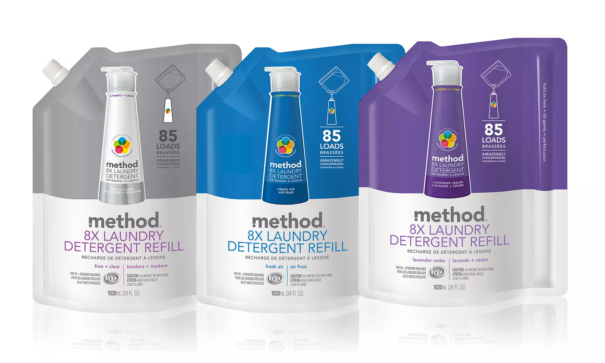 Method Laundry Detergent Refill in Free + Clear, Fresh Air, or Lavender Cedar; 2-Pack of 85-Load Pouches - Primary Image