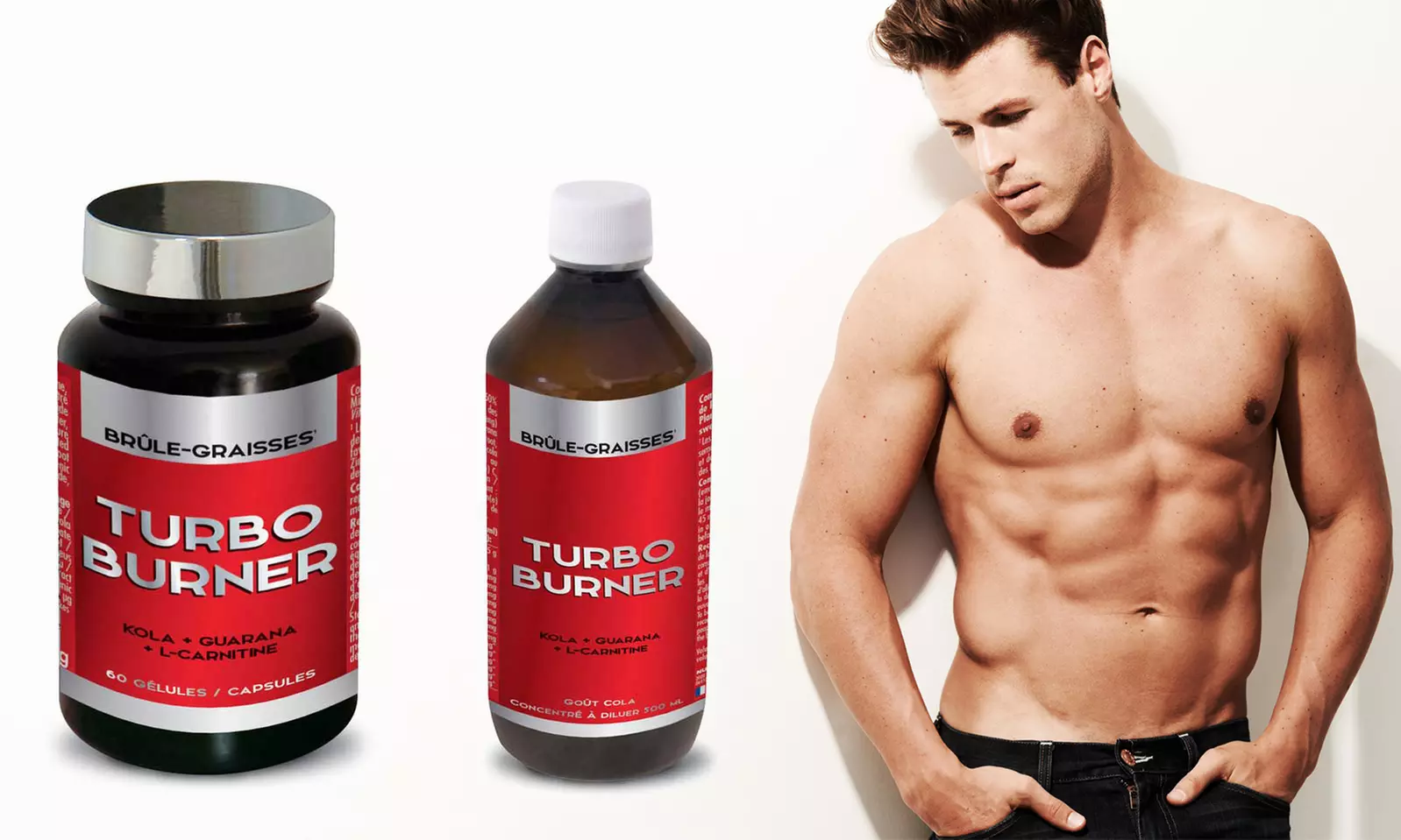 Jusqu'à 60 jours de cure Turbo Burner capsules et concentré, brûleur de graisses spécifique hommes - Primary Image