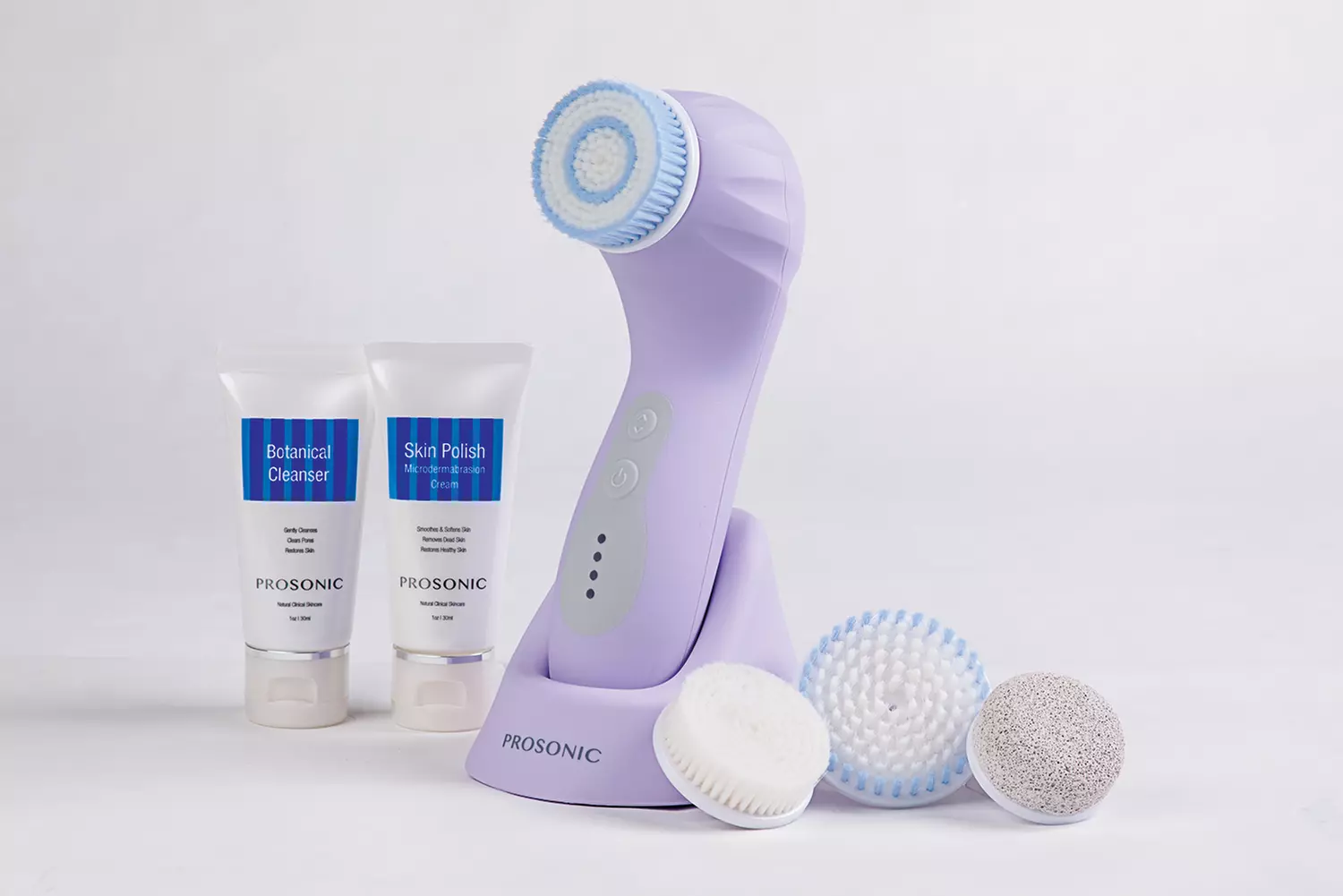 ProSonic GLOW Cleansing Brush Set with 4 Brush Heads, Cleanser & Microdermabrasion Cream  - Primary Image