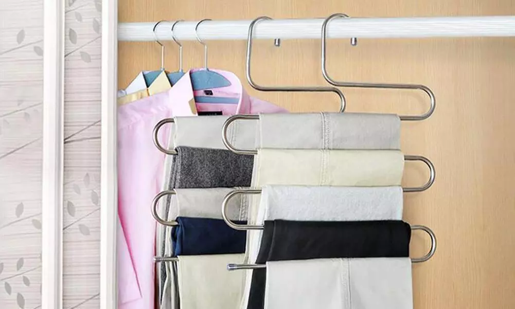 Cintre organisateur de placard en acier avec système de niveau - Primary Image