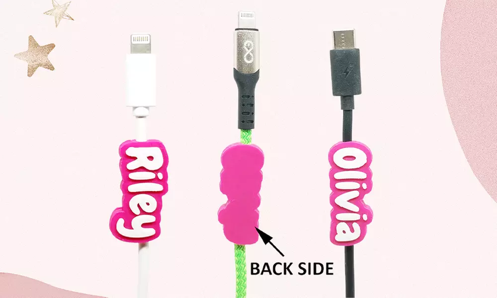 3er-Set personalisierbare 3D-Kabelclips mit Namen