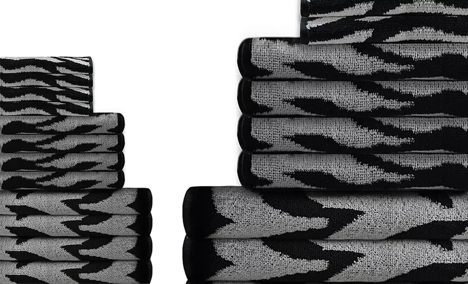 12-Piece Animal-Print Yarn-Dyed Bath Towel Set - Primary Image