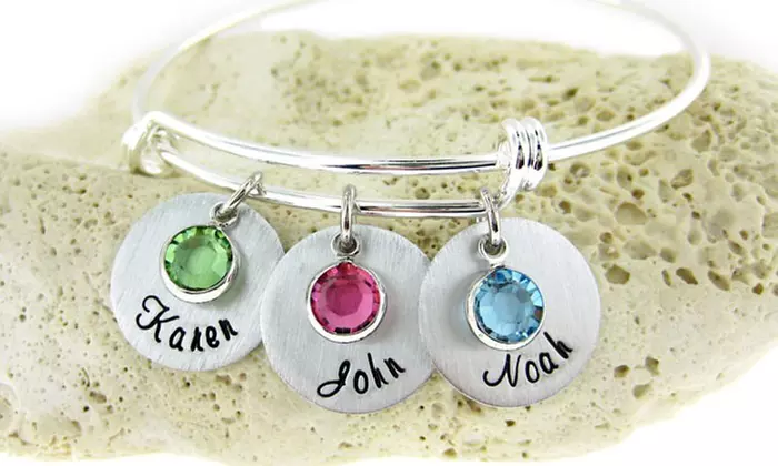 Customizable Mother's Birthstone Bangle Bracelet from JC Jewelry Design (Up to 50% Off) - Primary Image