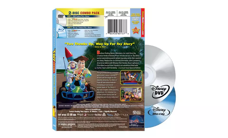 $11.99 for a Disney Toy Story Special Edition 2-Disc Blu-ray and DVD Combo Pack ($39.99 List Price). Free Returns. - Second Medium
