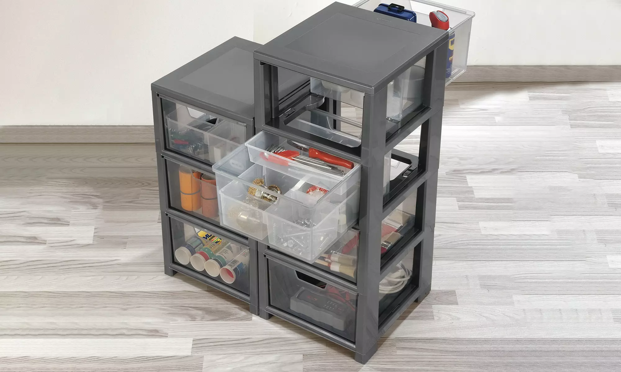 Etagère de rangement en plastique, 3, 4 ou 5 tiroirs, ultra pratique - Primary Image