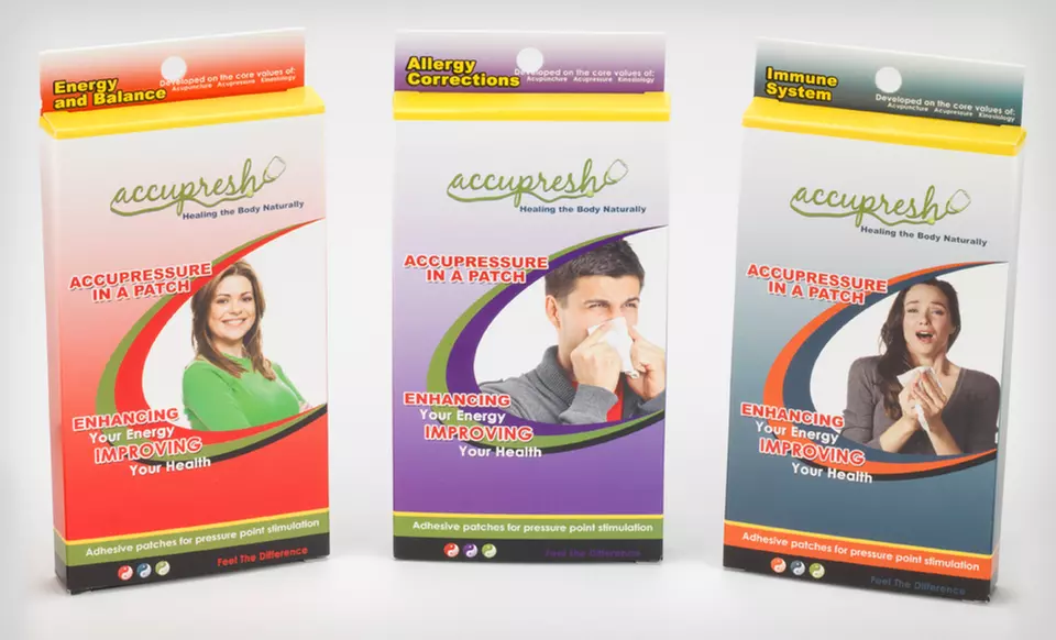$8.99 for 2 Sets of 10 Accupresh Acupressure Patches ($35 List Price). 5 Types Available. - Primary Image
