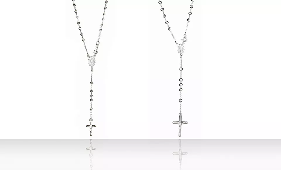 Sterling Silver Rosary Necklace. Multiple Sizes Available. - Primary Image