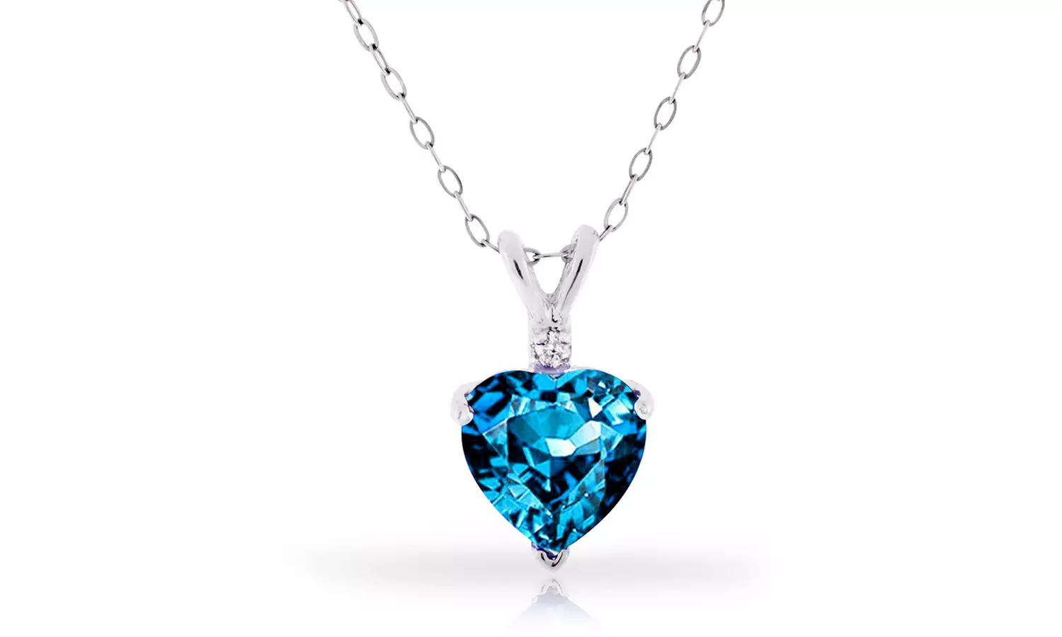 4.00 CTTW Blue Topaz and Diamond Heart Pendant and Earrings Set in Sterling Silver - Primary Image