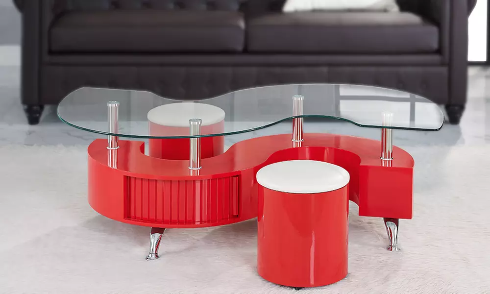 Madrid S-Coffee Table with Stools in Choice of Colour for £99.98 With Free Delivery (66%) - Image 5