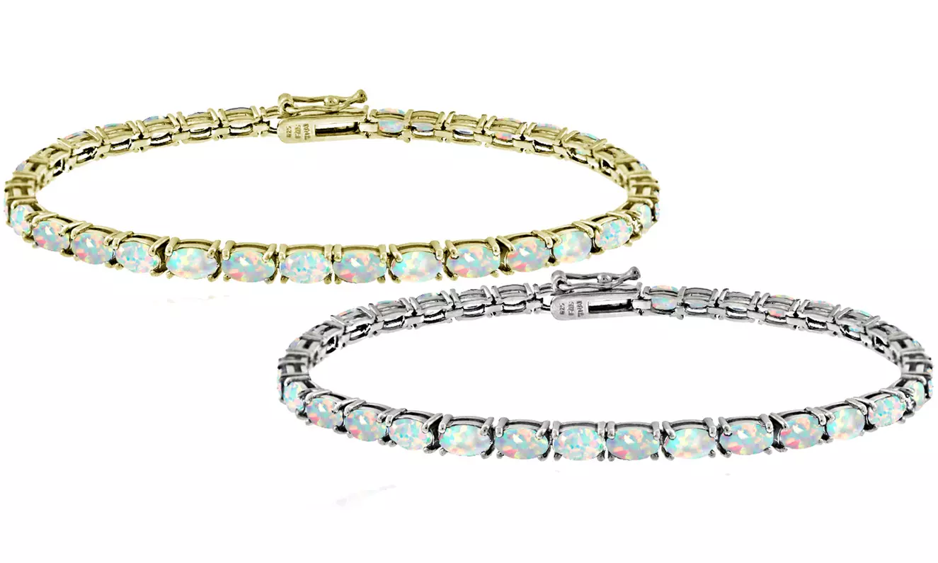 Created White Opal Tennis Bracelet in Sterling Silver - Primary Image