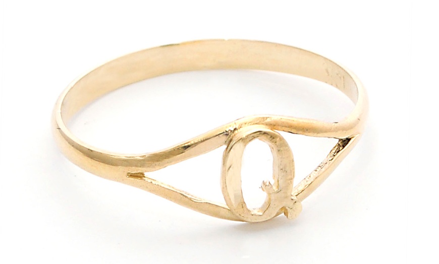 10K Solid Gold Diamond Cut Initial Ring | Groupon