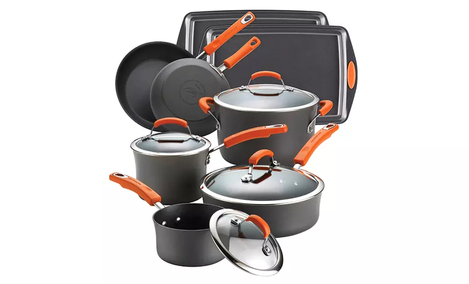$149.99 for a Rachael Ray Hard-Anodized II 12-Piece Cookware Set ($329.99 List Price). Free Shipping and Returns. - Second Medium