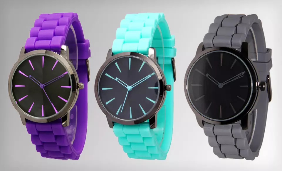 $6.99 for a Geneva Unisex Silicone Watch ($19.99 List Price). 11 Styles Available. Free Returns. - Second Medium